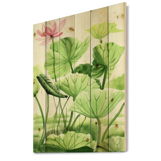 Designart - Vintage Lotus Leaves In The Pond